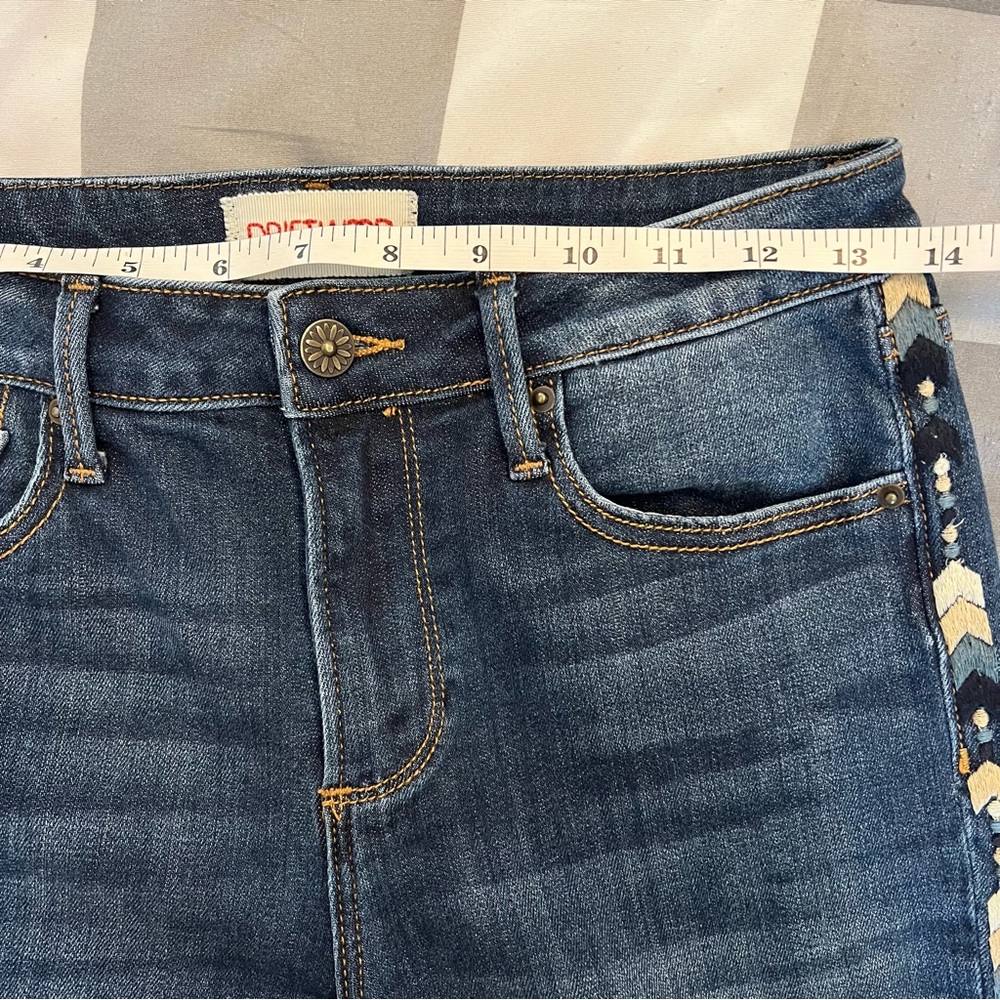 Driftwood Jackie Chevron Embroidered Skinny Jeans sz 26 - Picture 13 of 14